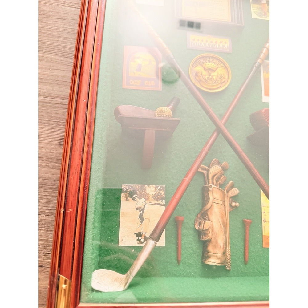 Vintage Golf Shadow Box Wall Decor Framed Clubs Balls Man Cave Display - Picture 4 of 8
